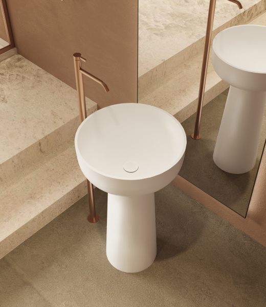 Напольная раковина Vincea Солид Серфейс (Solid Surface) VBS-4SP02MW 48x48 белая матовая фото