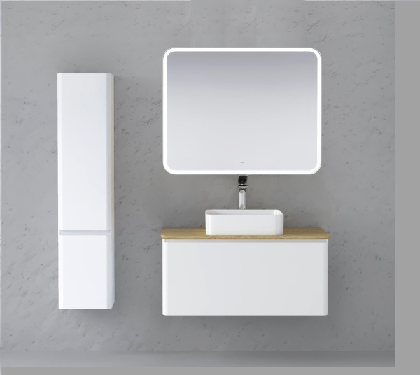 Тумба под раковину Raval Morelle 100 Mrl.01.100/P/W-O/RL белая/охра фото