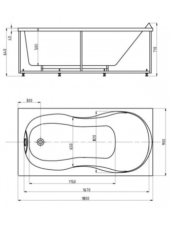 Акриловая ванна Aquatek Мартиника без гидромассажа 180х90 с каркасом и экраном фото