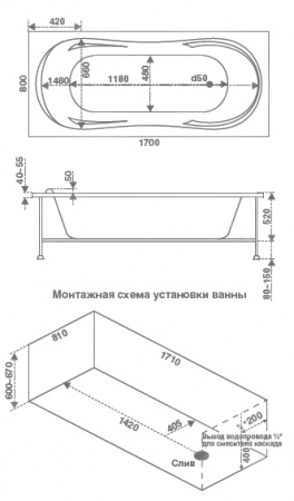 Ванна акриловая Bas Ахин 170х80 фото