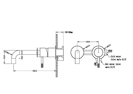 Настенный смеситель для раковины Boheme Uno 465-WG белый/золото фото