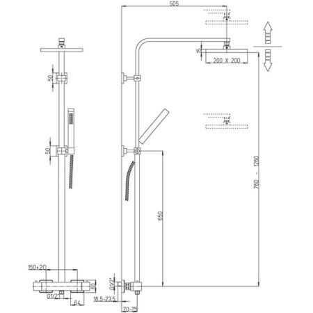 Душевая система Paini Dax-R 84CR689TH2SQP1 Хром фото