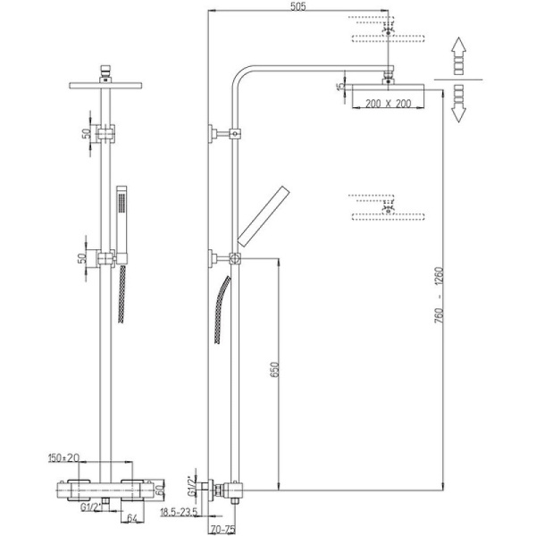 Душевая система Paini Dax-R 84CR689TH2SQP1 Хром фото