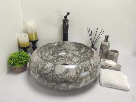 Накладная раковина из мрамора Donut Doreng Grey Medium DM-00246 (45*45*15см) фото
