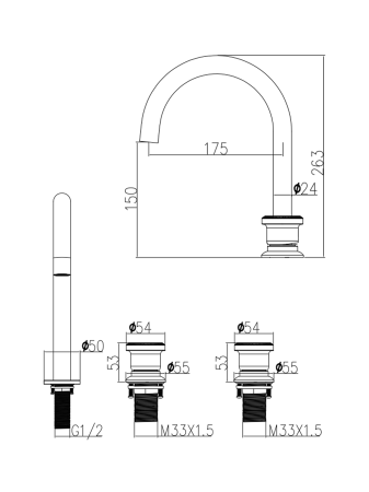 Смеситель для раковины AltroBagno Рикко (Ricco) ALTROBAGNORicco010604MB черный матовый фото