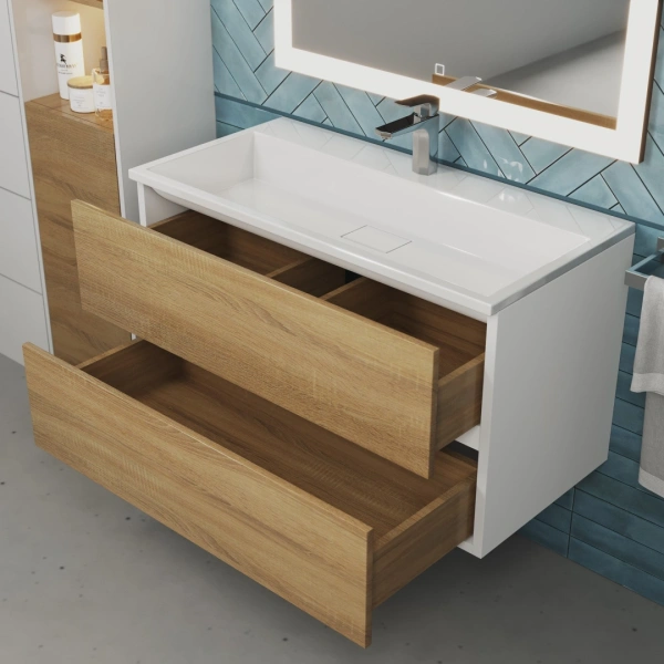 Тумба под раковину Uperwood Barsa 90 2937205251 белая/дуб сонома фото