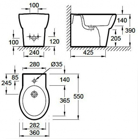 Биде напольное Jacob Delafon Ove E1705-00 фото
