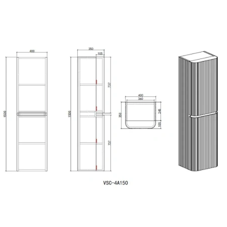 Шкаф-пенал Vincea Alto VSC-4A150 светло-серый матовый фото