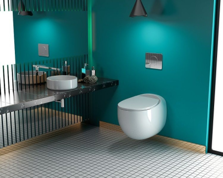 Унитаз подвесной безободковый Art&Max Forli AM020CHR/SC с сиденьем фото