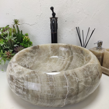 Накладная раковина из оникса Donut Grey Medium DO-01541 (45*45*15) фото