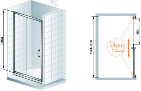 Душевая дверь Cezares Modena MODENA-BF-1-120-P-G-L(R) 120 см фото