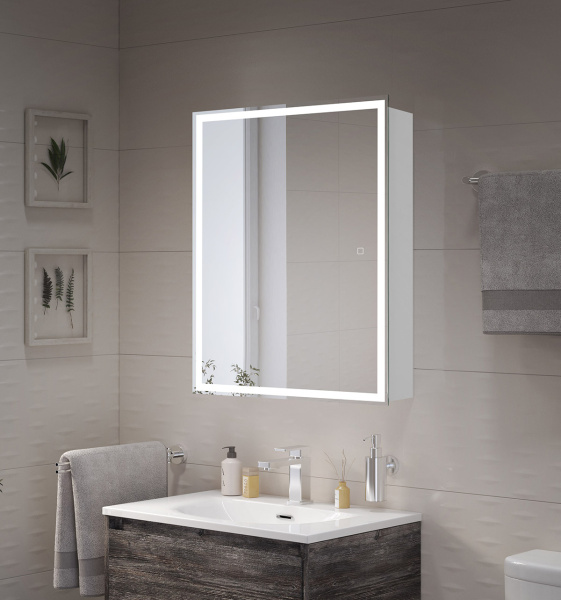 Зеркало-шкаф со встроенной подсветкой и сенсорным выключателем BelBagno  SPC-GRT-600/800-1A-LED-TCH 60x80 фото