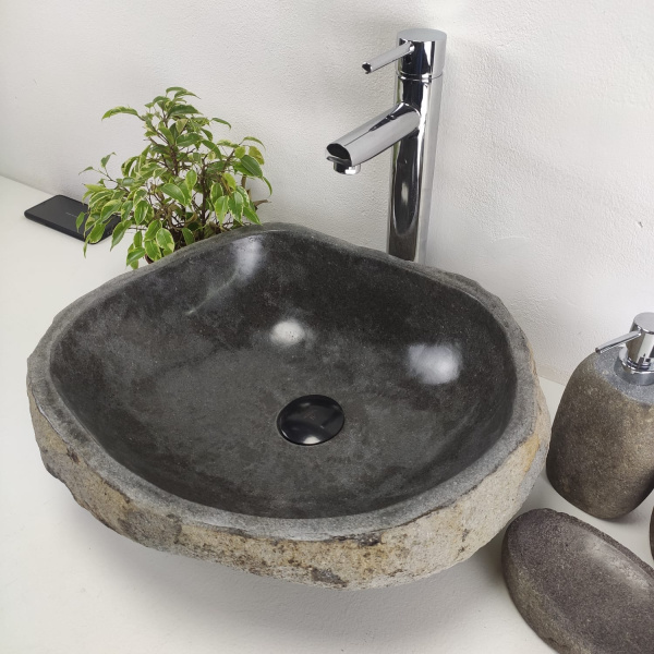 Накладная раковина из речного камня RS0951 (45*39*16) фото