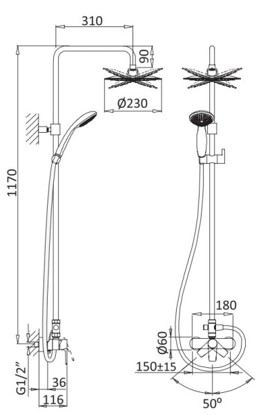 Душевая система (стойка) Cezares Nautic NAUTIC-CD-01 хром фото