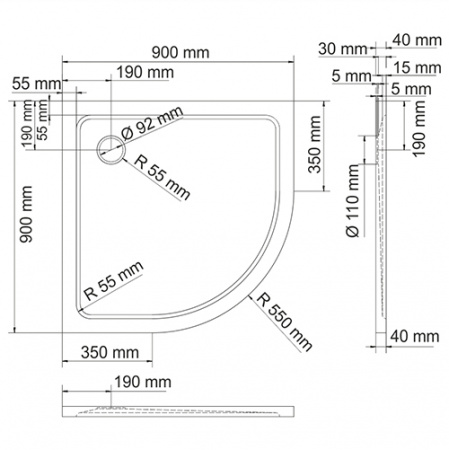 Поддон для душа WasserKRAFT Berkel 48T01 90х90 фото