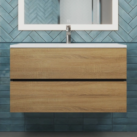 Тумба под раковину Uperwood Barsa 90 2937205253 черная/дуб сонома фото