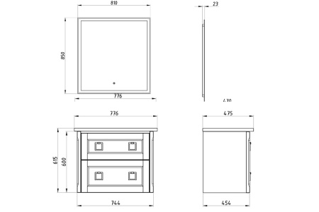 Тумба с раковиной ASB Woodline Рома 80П 10856 фото