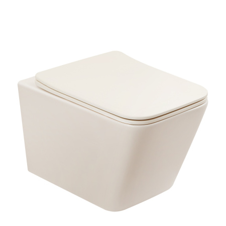 Подвесной унитаз безободковый Abber Rechteck AC1201MBE светло-бежевый фото