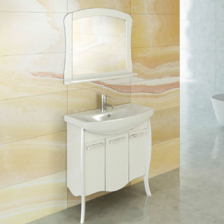 Тумба Comforty Венеция-80 белый глянец с раковиной Балтика 80 фото