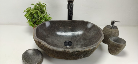 Накладная раковина из речного камня RS0869 (50*37*15) фото