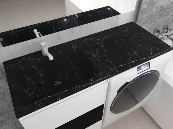 Раковина над стиральной машиной Stella Polar Мадлен SP-00001196 120x48 L черный мрамор фото