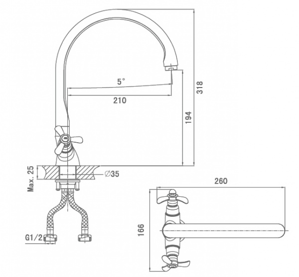 Смеситель для кухни D&K Documenta Hessen DA1212401 фото