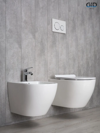 Подвесной унитаз безободковый Gid Tr2122b с сиденьем фото