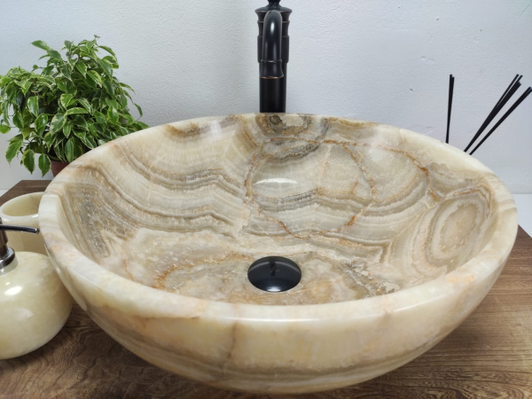 Накладная раковина из оникса Bowl Yellow Medium TinLip BO-00904 (45*45*17) фото