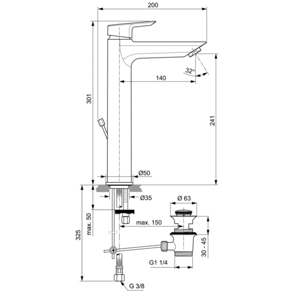 Смеситель для раковины-чаши Ideal Standard TESI A6573AA фото