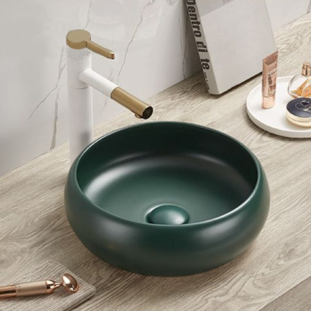 Накладная раковина Comforty 113MDG 00-00012223 36x36 темно-зеленая матовая фото