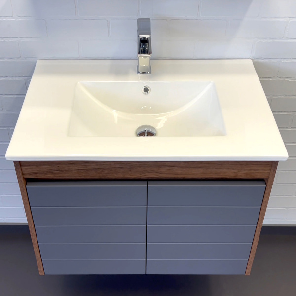 Тумба с раковиной Comfortу Кемер 00-00017883CF антрацит/дуб тёмно-коричневый фото