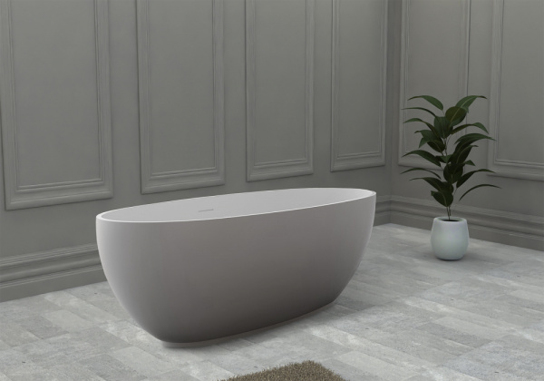 Ванна из искусственого камня Abber Stein AS9641-1.3 130x68 белая матовая фото