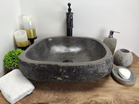 Накладная раковина из речного камня RS0601 (50*39*15) фото