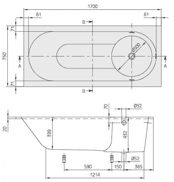 Квариловая ванна Villeroy & Boch Libra UBQ170LIB2V-01 170x75 фото