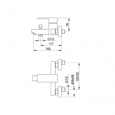 Смеситель для ванны с душем Raiber Grats R1801 фото