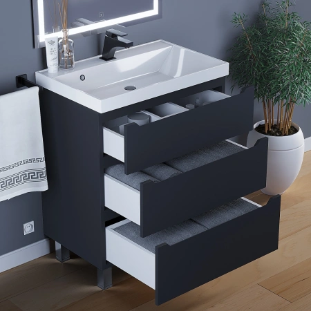 Тумба под раковину напольная Uperwood Tanos 70 291020333 черная матовая фото