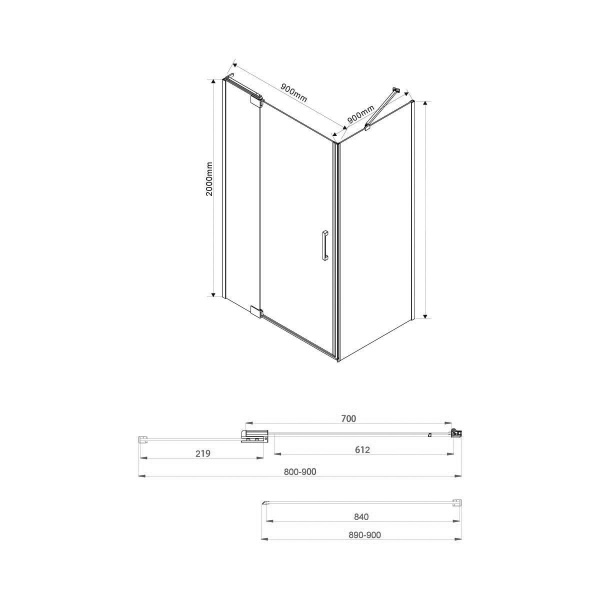 Душевой уголок Vincea Extra VSR-1E809090CL 80/90x90 фото