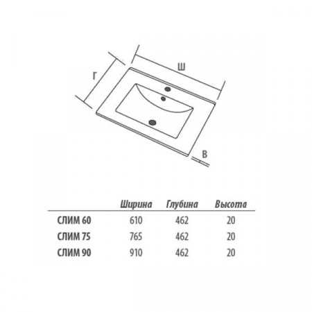 Раковина Dreja Слим 60 5415 фото