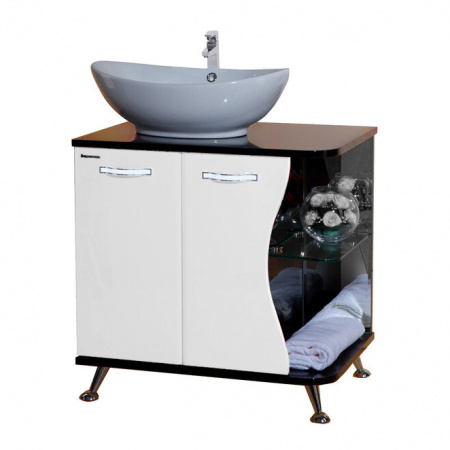 Тумба под раковину Bellezza Рио-70 белая/черная фото