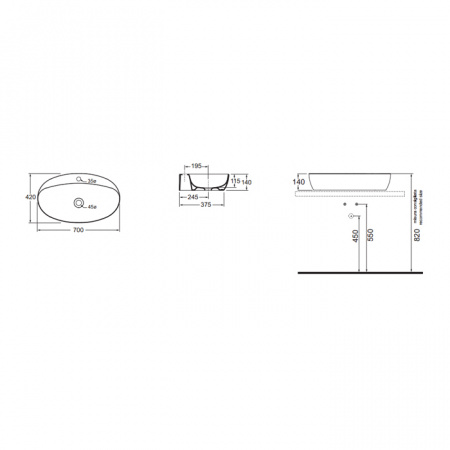 Накладная раковина Azzurra Elegance ECI70M bi*1 70 см фото
