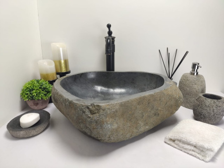 Накладная раковина из речного камня RS0516 (50*43*15) фото