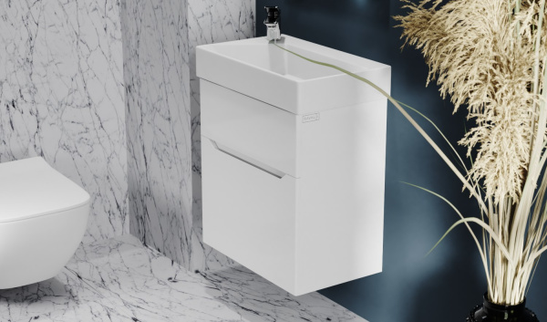 Тумба с раковиной Raval Brik 55 Brk.01.55/P/W/RL белая фото