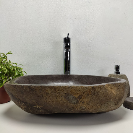 Накладная раковина из речного камня RS0900 (53*37*15) фото