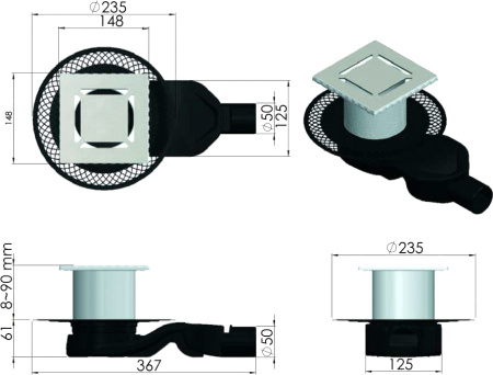 Душевой трап Berges Wasserhaus Platz Norma 091159 15x15 см, хром фото