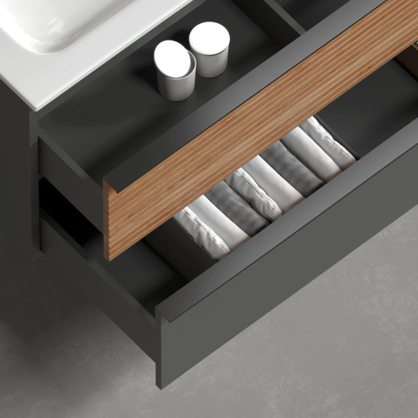 Тумба под раковину Sancos Delta DL80GR дуб красный/графит фото