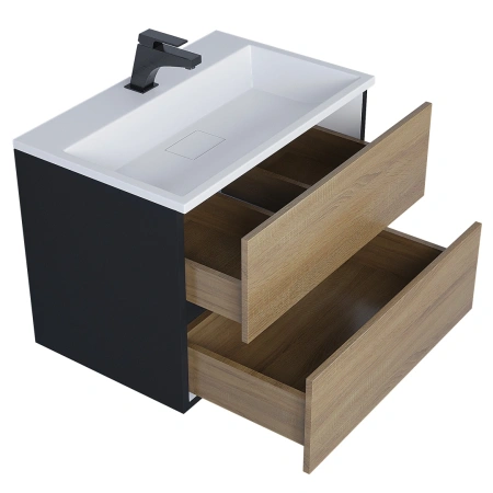 Тумба под раковину Uperwood Barsa 70 2930205157 черная/дуб сонома фото