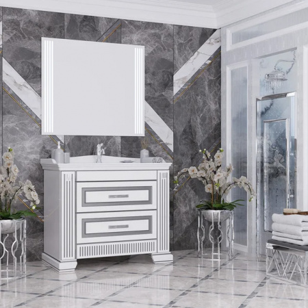 Тумба с раковиной Opadiris Оникс 100 00-00003527 с серебряной патиной фото