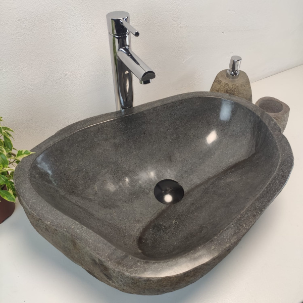 Накладная раковина из речного камня RS0931 (56*40*15) фото