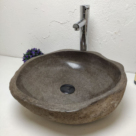Накладная раковина из речного камня RS01197 (45*45*13) 40A фото
