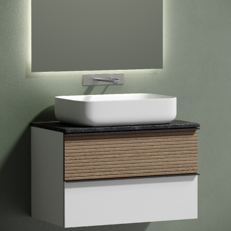 Тумба под раковину Sancos Delta DL80W дуб светлый/белый фото